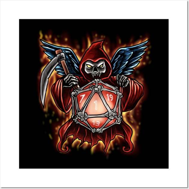 Soul Harvester's Gambit: Grim Reaper's Dice Dance in the Dungeons & Dragons Realm Wall Art by Holymayo Tee